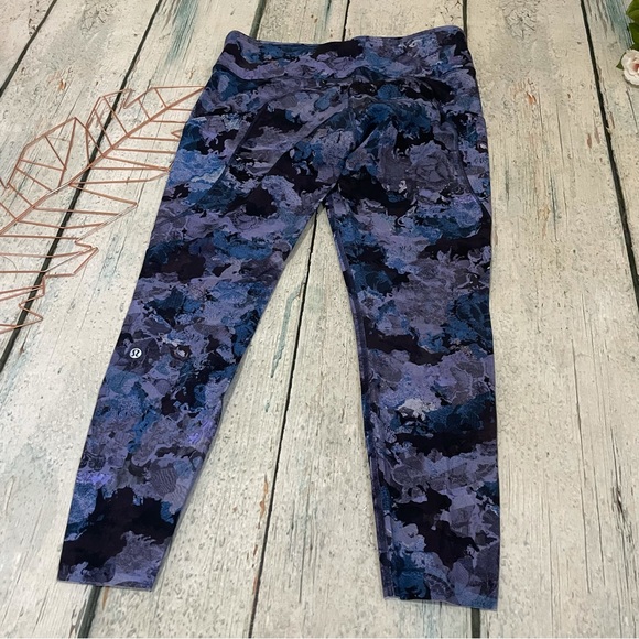 Lululemon 12 fast & free 7/8 tight ll screen camo multi purple floral active run - Picture 8 of 10